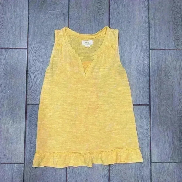 Maeve Tops - Anthropology Maeve Yellow Ruffled Rib Halter Tank Size XS​